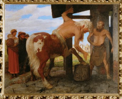 Kentaur in der Dorfschmiede - Kentaur i landsbyens smedje ... af Arnold Böcklin