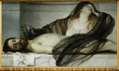 Maria Magdalena beweint den toten Christus - Maria Magdalena beklager den døde Kristus ... (maleri på lærred) af Arnold Böcklin
