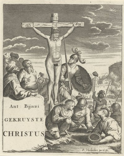 Kristus på korset Titelblad for: A. Bynaeus, Kristus korsfæstet, 1725 af Arnold Houbraken