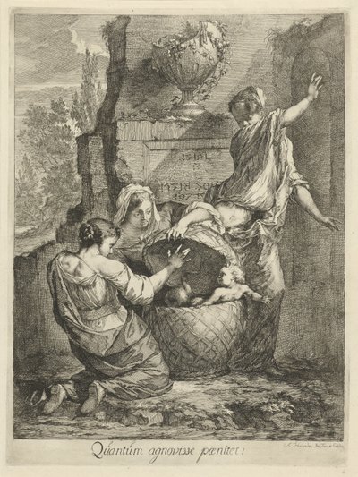 Erichthonius fundet af de tørre datters af Cecrops (titel på objekt) af Arnold Houbraken