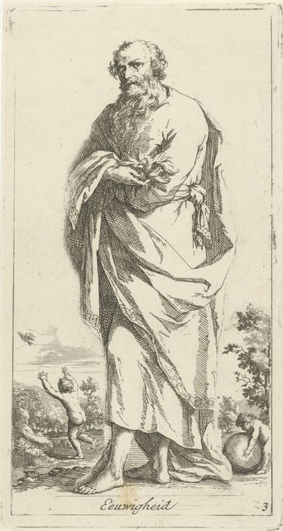 Personificeret evighed Eternity (titel på objekt) Enogfyrre stykker, flere Sinne-statuer (serietitel) af Arnold Houbraken