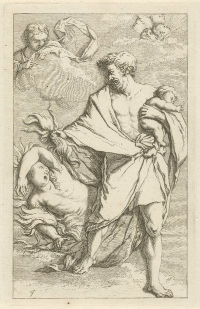 Jupiter og Semele Scene med syndestatuer åbnet til tjeneste for malere, statueholdere osv. (serietitel) af Arnold Houbraken