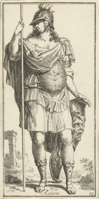 Minerva som personificering af fornuften Reede (titel på objekt) Enogfyrre stykker, flere Sinne-statuer (serietitel) af Arnold Houbraken
