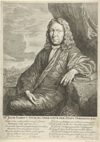 Portræt af Jacob Sasbout Souburg Jacob Sasbout Souburg. Driftsleder af Dordregt By. osv. (titel på objekt) af Arnold Houbraken