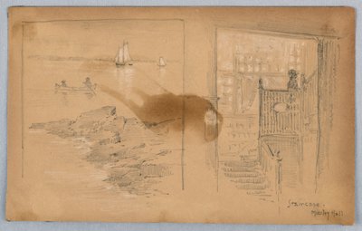 Skitse af Landskab og Trappe af Arnold William Brunner