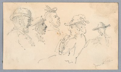 Skitser af hoveder af Arnold William Brunner