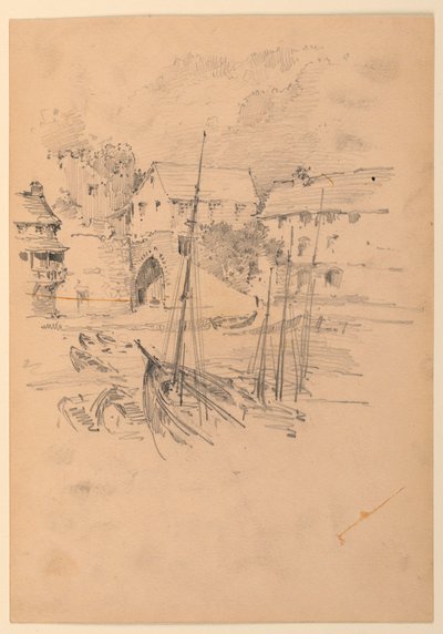 Lille fiskerihavn af Arnold William Brunner