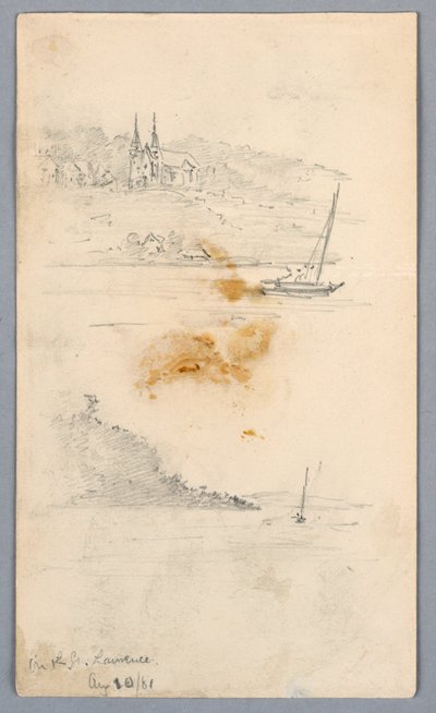 To skitser af sejlbåde ved St. Lawrence af Arnold William Brunner