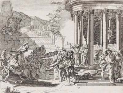 Sinorix båret fra templet efter at være blevet forgiftet, 1650-1700. af Arnold van Westerhout.