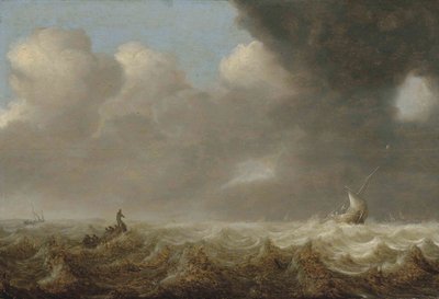 Hollandsk: Fartøjer i stormvejr Fiskerbåde i oprørt hav af Arnoldus van Anthonissen