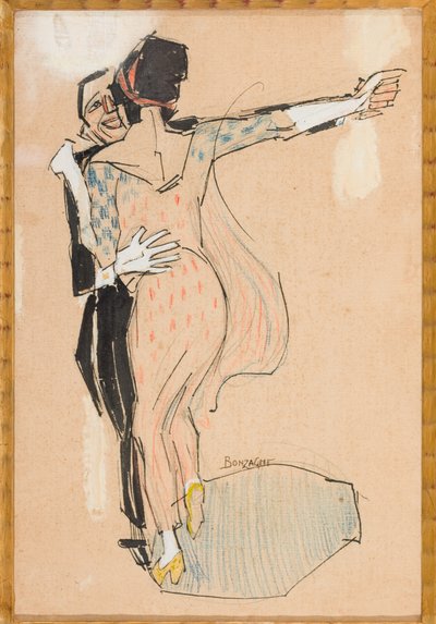 Tango (blandede medier på lærred) af Aroldo Bonzagni