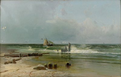 En sejlbåd ved stranden, 1891 af Arseniy Ivanovich Meshchersky