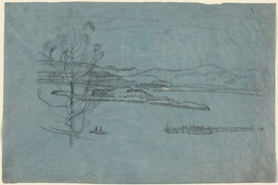 Landskab med kaj og to både af Arthur B. Davies