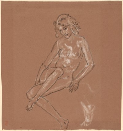 Siddende nøgen og en fod af Arthur B. Davies