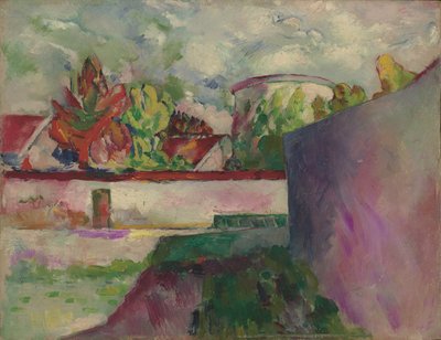 Landskab, Chateau Series, ca. 1910 (olie på panel) af Arthur Beecher Carles