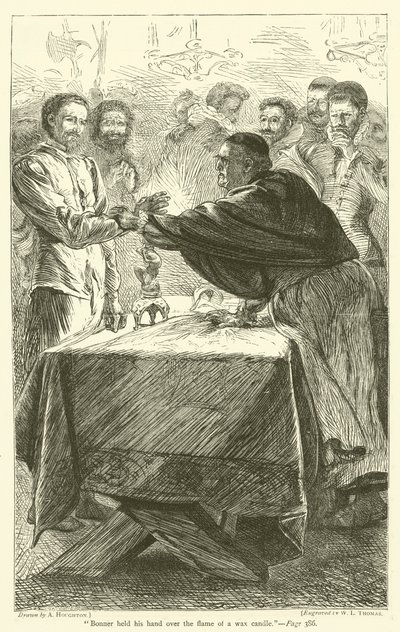 Bonner holdt hånden over flammen fra et vokslys af Arthur Boyd Houghton
