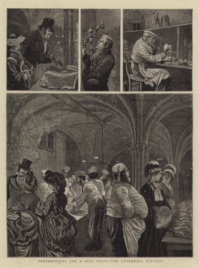 Forberedelser til en byfest, Guildhall Kitchen af Arthur Boyd Houghton
