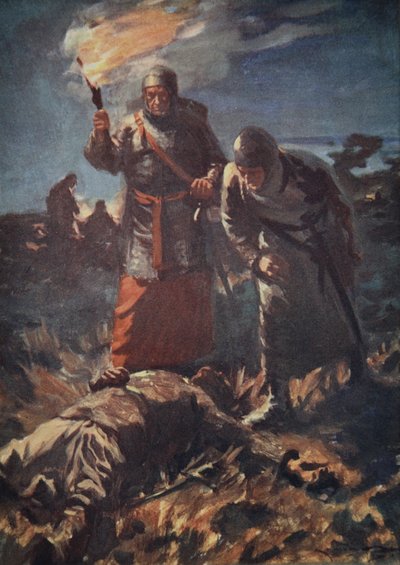 Forgæves søgte de hans døde lig blandt de dræbte, illustration fra 