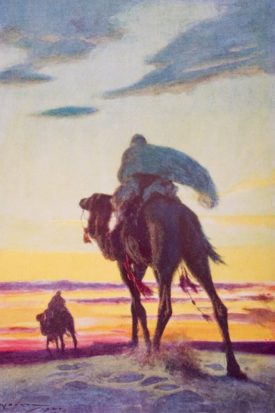 The Flight of Muhammad to Medina, illustration fra 