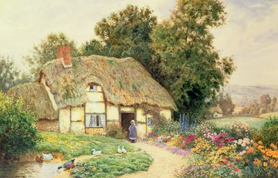 Et sommerhus ved en Andedam af Arthur Claude Strachan