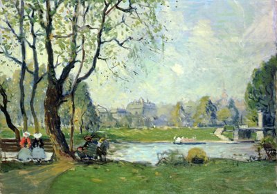 Boston Public Garden om foråret (olie om bord) af Arthur Clifton Goodwin