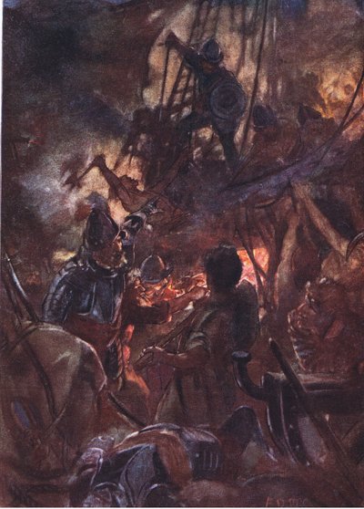 Kampen rasede heftigt og lang, illustration fra Romance of History: The Netherlands, 1920