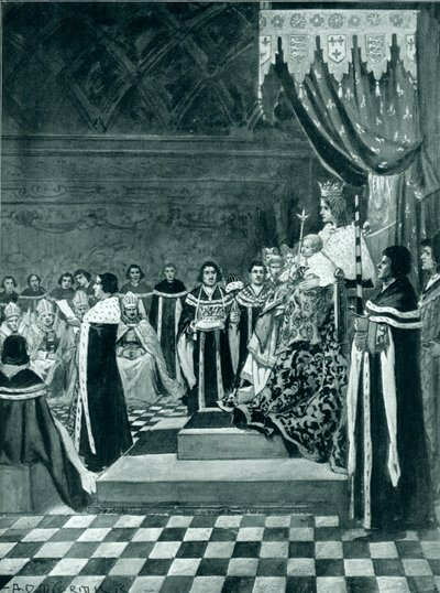 Henrik VI åbner parlamentet sammen med sin mor af Arthur David McCormick