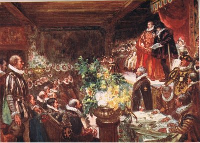 Kejseren ankom lænet på skulderen af en høj smuk dreng, illustration fra Romance of History: The Netherlands, 1920