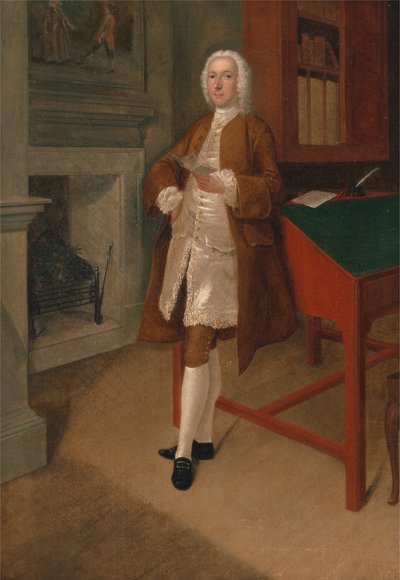 En ukendt mand i et bibliotek af Arthur Devis