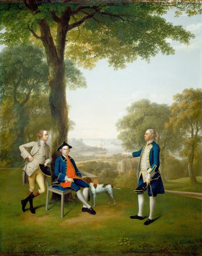 Arthur Holdsworth i samtale med Thomas Taylor og kaptajn Stancombe ved River Dart, 1757. af Arthur Devis
