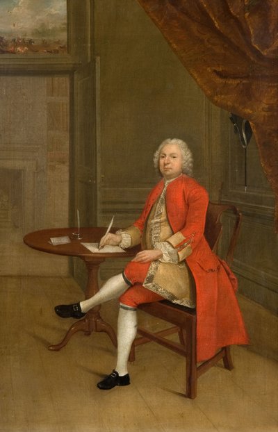 Portræt af en mand i rødt, 1785. af Arthur Devis
