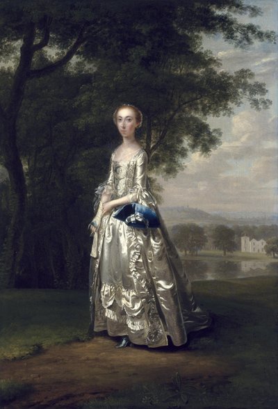 Portræt af en dame i et landskab af Arthur Devis