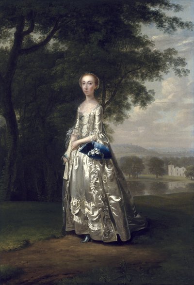 Portræt af en dame i et landskab, 1750 af Arthur Devis
