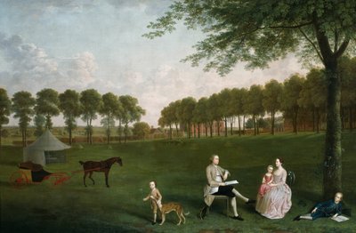 Sir John Shaw og hans familie i parken ved Eltham Lodge, Kent, 1761. af Arthur Devis