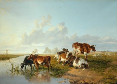 Landskab med et kvæg nær Wool, Dorset af Arthur Douglas Peppercorn