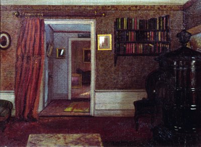 The Parlor Stove, ca. 1900 (olie om bord) af Arthur F. Davies