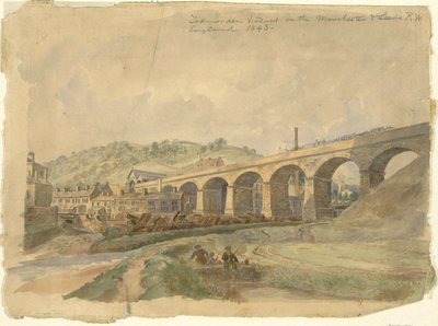 Todmorden Viaduct på Manchester og Leeds Railway, England 1843 af Arthur Fitzwilliam Tait