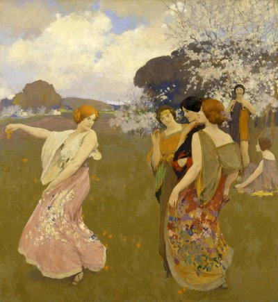 Forårsdans, ca. 1917 af Arthur Frank Mathews