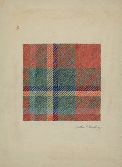 Plaid uldtæppe, ca. 1938. af Arthur G. Merkley