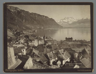 Udsigt over Montreux ved Genevesøen, Dents du Midi i det fjerne Montreux et la Dent du Midi (titel på objekt) af Arthur Gabler