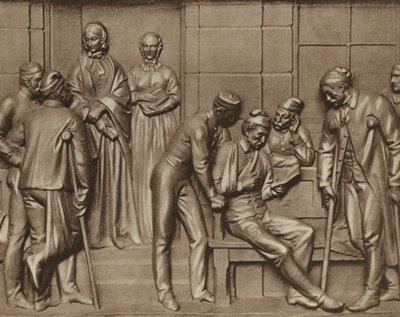 Florence Nightingale besøger patienter, nødhjælp på Woolwich hospital, London (s/h foto) af Arthur George Walker