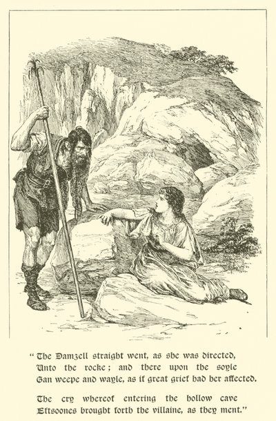 The Adventures Of Sir Artegall, At The Den Deceit (gravering) af Arthur George Walker