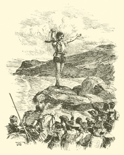 Eventyrerne fra Sir Artegall, The Giant With The Scales (gravering) af Arthur George Walker