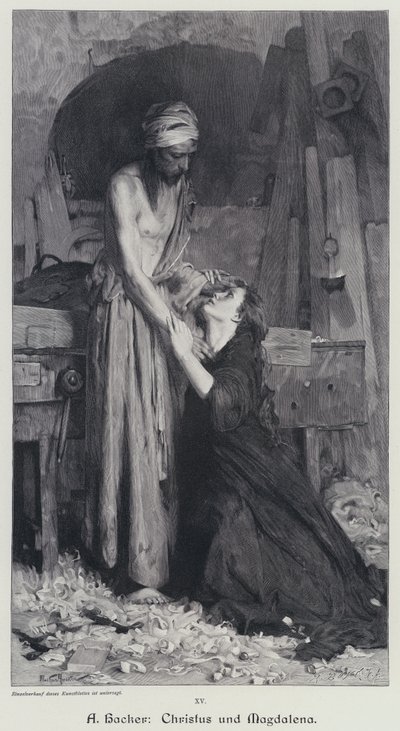 Kristus og Magdalene (gravering) af Arthur Hacker