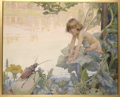 The Fairy and the Beetle, 1922 (wc på papir) af Arthur Herbert Buckland
