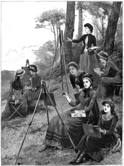 En skitseklub for kvinder, 1885. af Arthur Hopkins