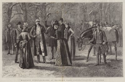 Militære steeplechases i Sandown Park, lykønsker en vinder af Arthur Hopkins