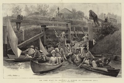 På vej til Henley, en scene i Cookham Lock af Arthur Hopkins