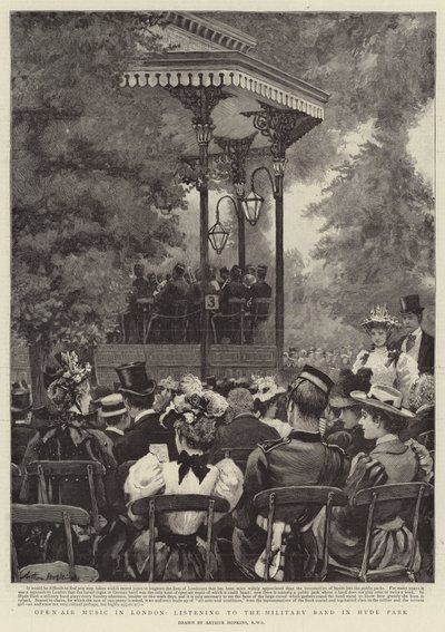 Musik under åben himmel i London, lytte til militærorkestret i Hyde Park af Arthur Hopkins