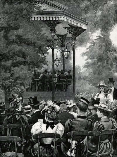 Friluftsmusik i London: Lytter til militærbandet i Hyde Park af Arthur Hopkins